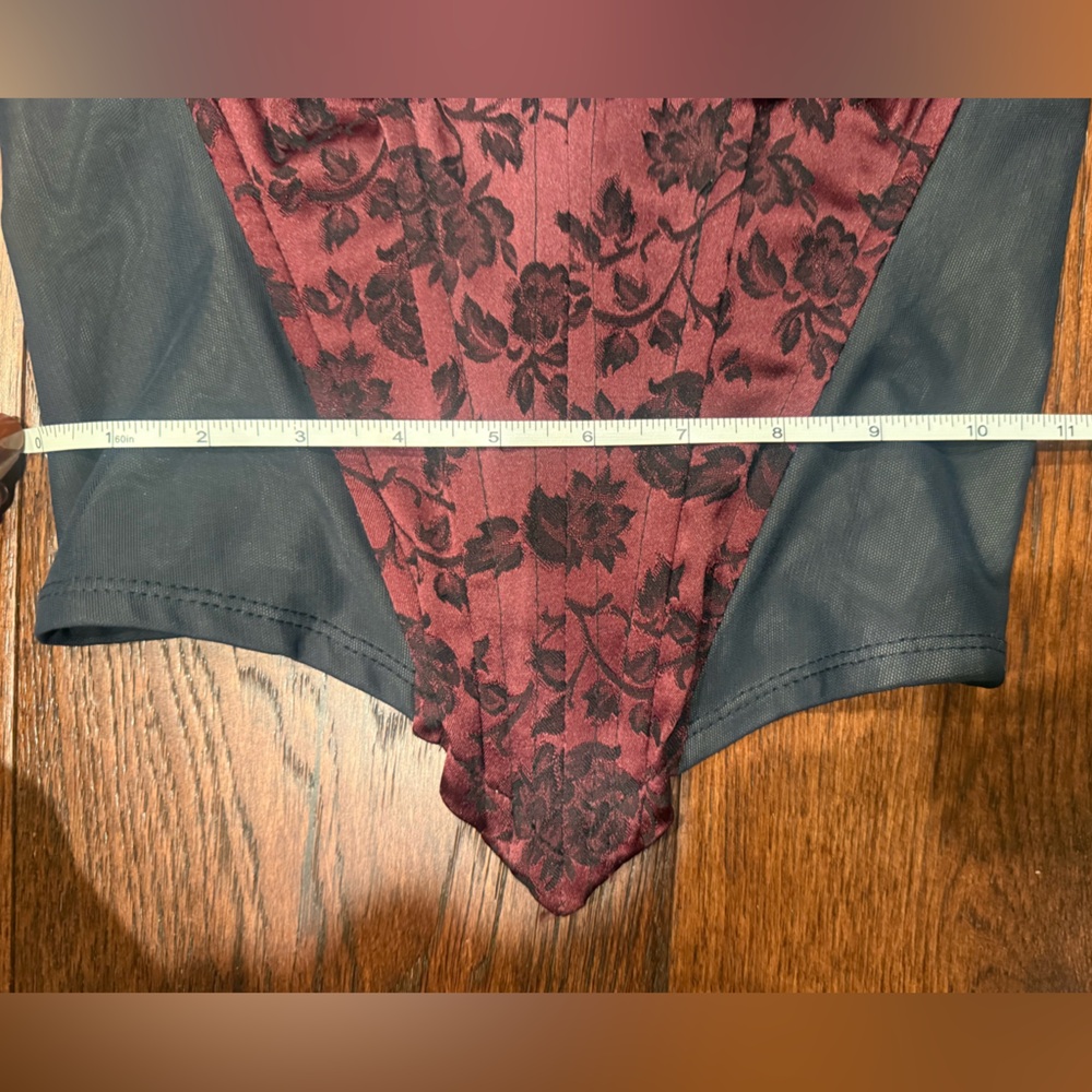 LE CHATEAU VINTAGE WOMEN’S FLORAL SATIN CORSET TOP, SIZE SMALL, BLACK - Picture 12 of 13